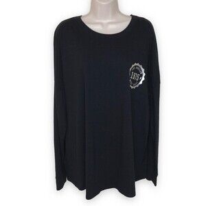 Flirtitude Active Los Angeles Spirit Jersey Back Spellout Black Long Sleeve XXL